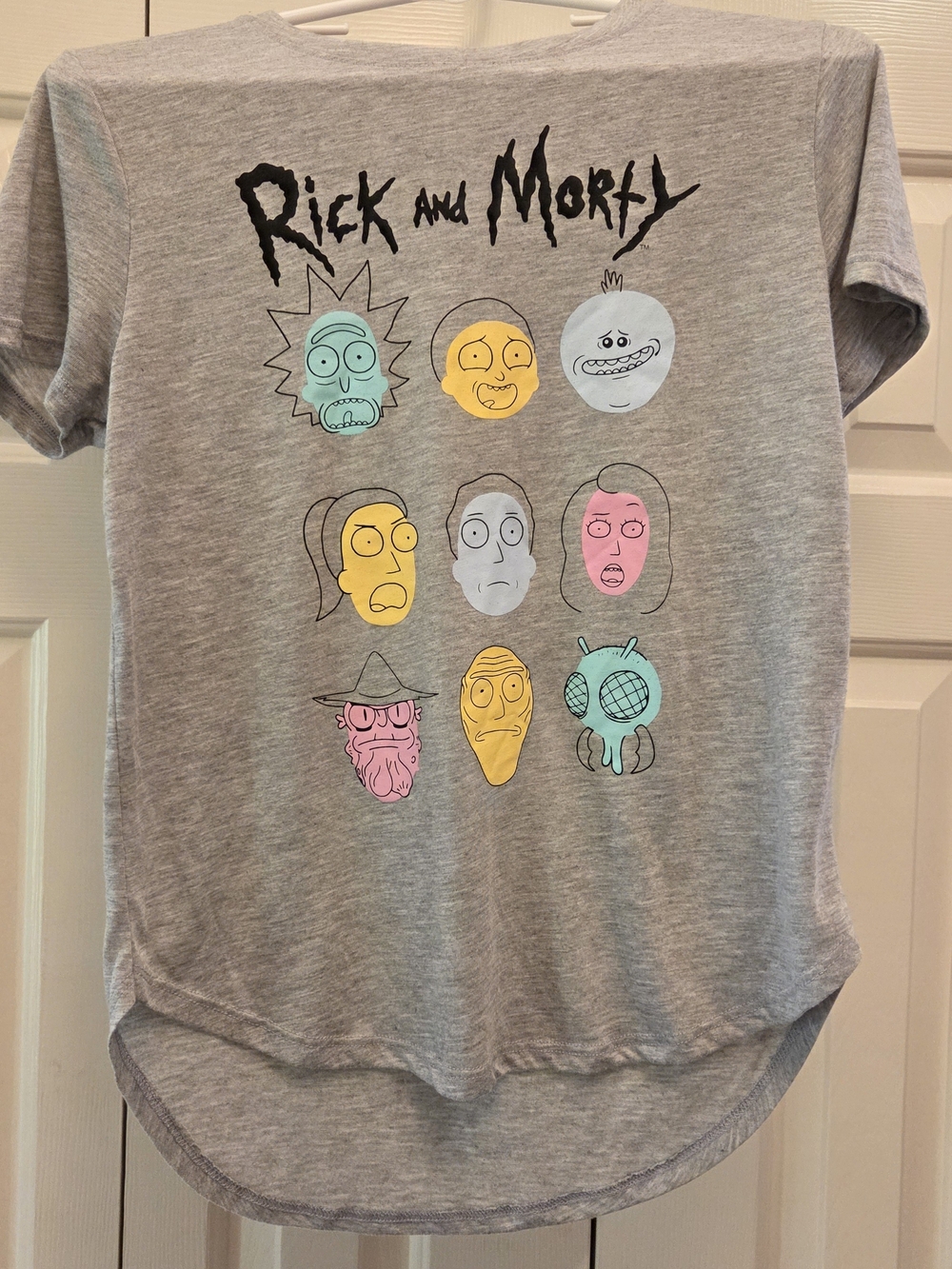 Rick and Morty Gray Character Grid Tee